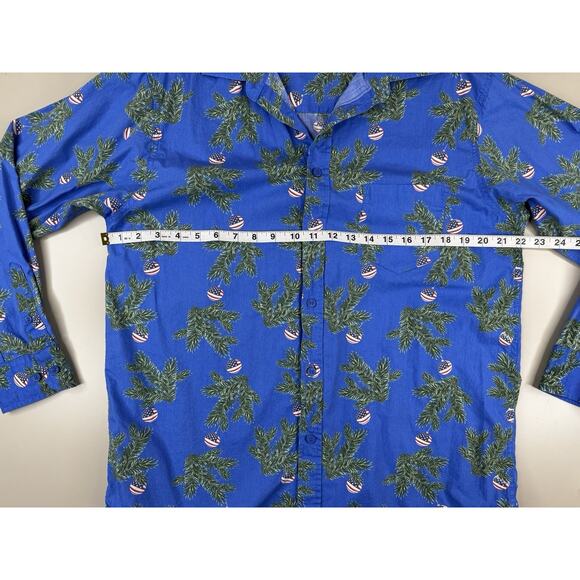 Haggar Mens M Blue Patriotic Button Up Shirt Palm Tree Holiday USA Flag Print - Picture 5 of 9